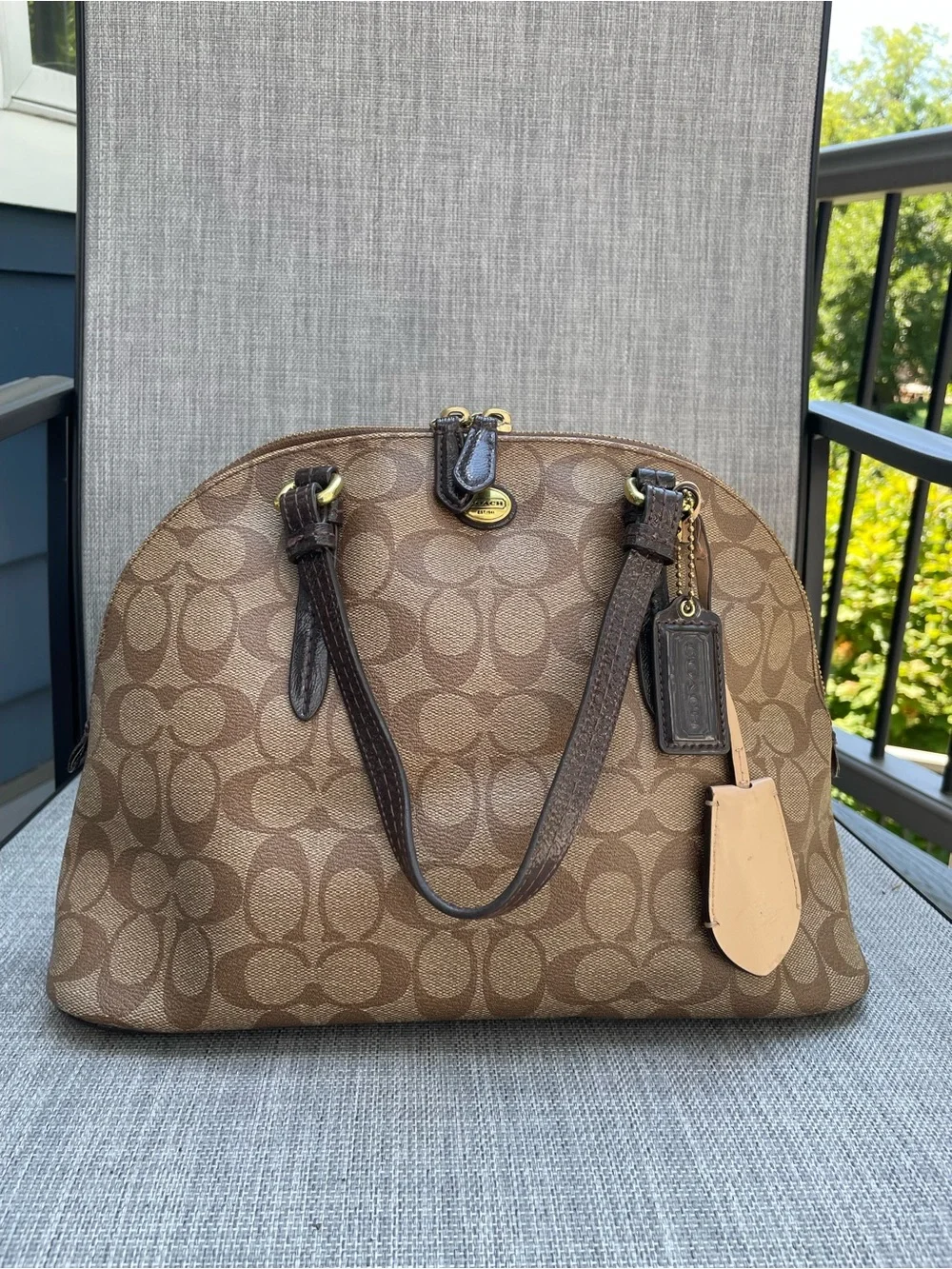 Coach Signature Dome Peyton Cora  Top Handle Zip Satchel Handbag
